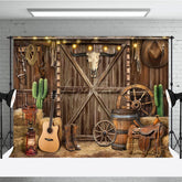 Aperturee - Aperturee Wooden Barn Door Western Cowboy Cake Smash Backdrop
